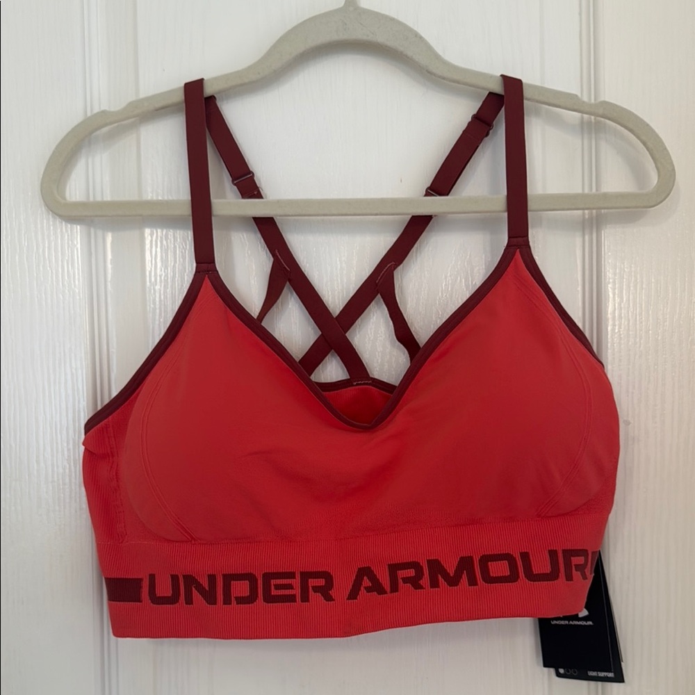 Under Armour Red Strappy Sports Bra Moisture-Wicking